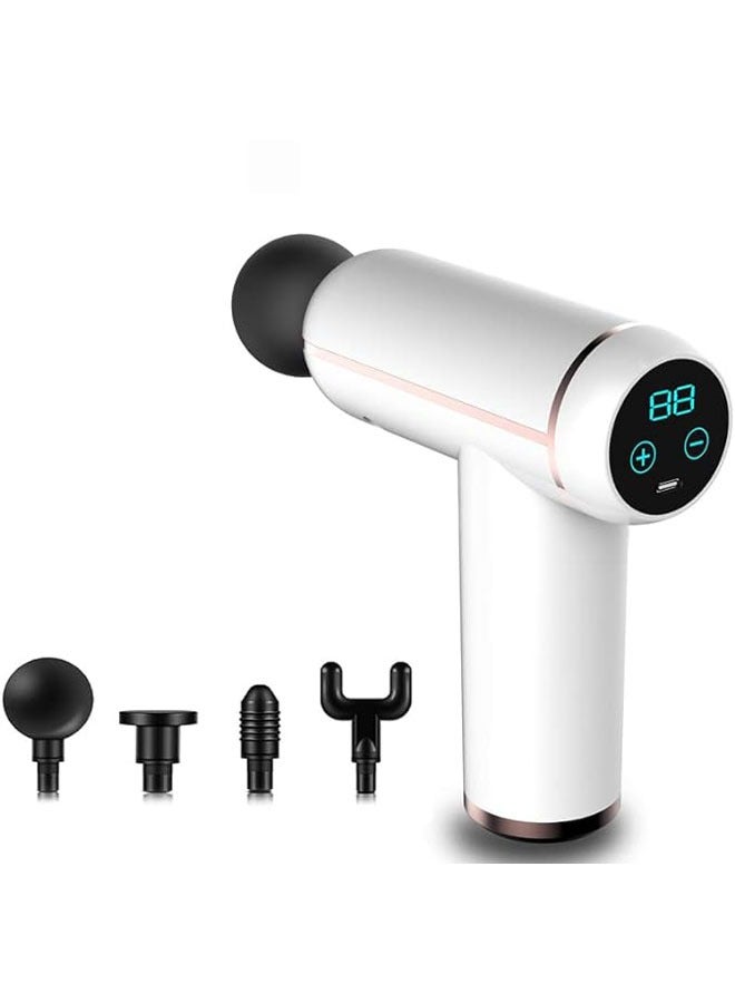 Generic Mini Rechargeable Portable Deep Tissue Massage Gun, Fitness Muscle Fascia Gun Impact Gun with 32 speeds and 4 massage heads - Image 1