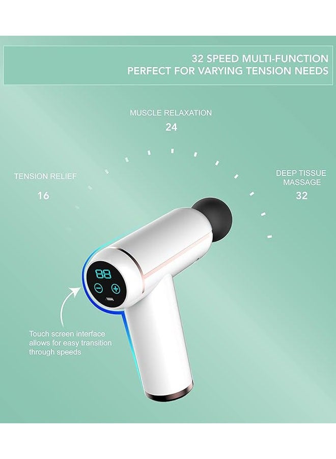 Generic Mini Rechargeable Portable Deep Tissue Massage Gun, Fitness Muscle Fascia Gun Impact Gun with 32 speeds and 4 massage heads - Image 3