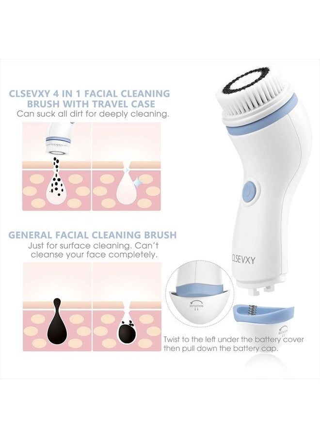 CLSEVXY - Waterproof Facial Cleansing Spin Brush Set with 4 Exfoliating Brush Heads - Complete Face Spa System by CLSEVXY - Face Scrubber for Gentle Exfoliation and Deep Scrubbing - Image 1