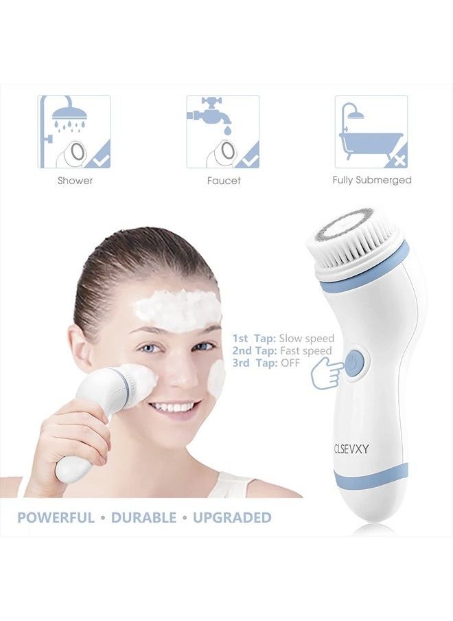 CLSEVXY - Waterproof Facial Cleansing Spin Brush Set with 4 Exfoliating Brush Heads - Complete Face Spa System by CLSEVXY - Face Scrubber for Gentle Exfoliation and Deep Scrubbing - Image 1