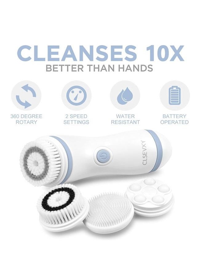 CLSEVXY - Waterproof Facial Cleansing Spin Brush Set with 4 Exfoliating Brush Heads - Complete Face Spa System by CLSEVXY - Face Scrubber for Gentle Exfoliation and Deep Scrubbing - Image 1