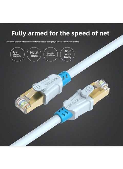 Weixun Vention Class 6 Network Wire Pure Copper Double Shielded Cat6 Class 6 Gigabit Computer Network Wire Jumper 10/20 M-Color:Ice Blue-Line Length:3 M
