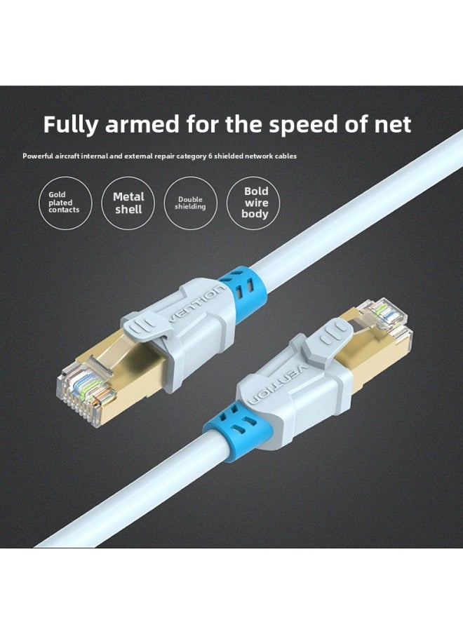 Weixun Vention Class 6 Network Wire Pure Copper Double Shielded Cat6 Class 6 Gigabit Computer Network Wire Jumper 10/20 M-Color:Ice Blue-Line Length:3 M  - Image 1