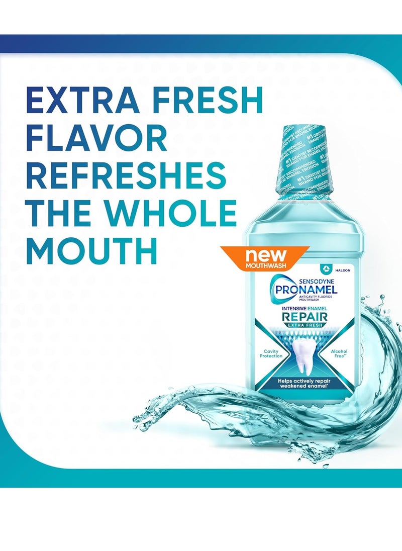 SENSODYNE PRONAMEL - Sensodyne Pronamel Intensive Enamel Repair Alcohol-Free Mouthwash to Help Actively Repair Enamel and Protect Against Cavities, Extra Fresh, 3 x 16.9 fl oz - Image 1