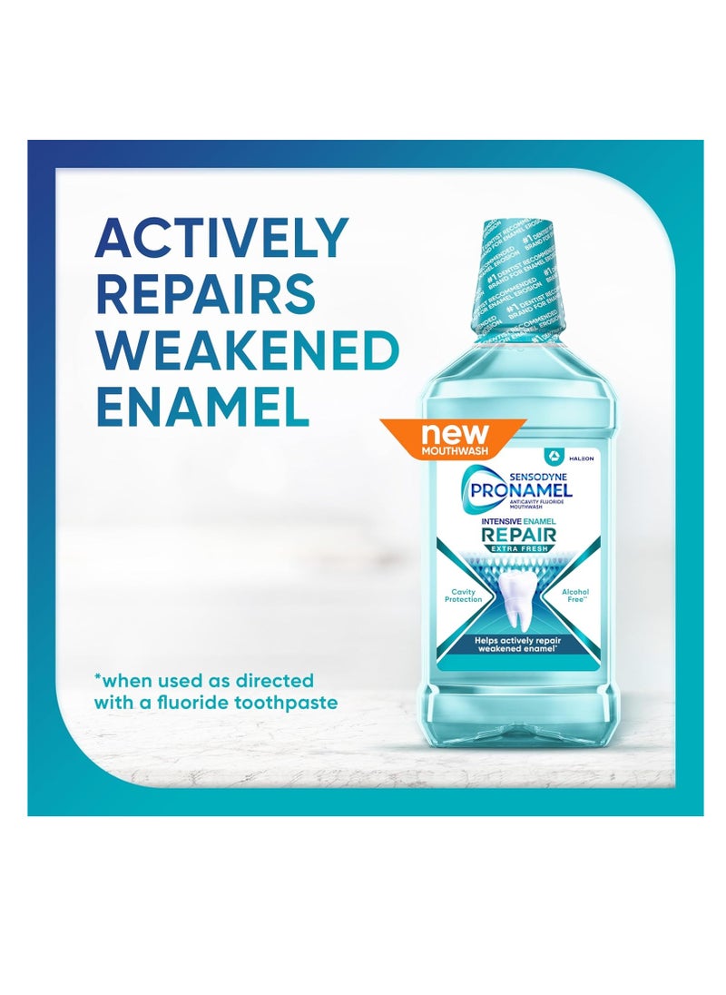 SENSODYNE PRONAMEL - Sensodyne Pronamel Intensive Enamel Repair Alcohol-Free Mouthwash to Help Actively Repair Enamel and Protect Against Cavities, Extra Fresh, 3 x 16.9 fl oz - Image 1