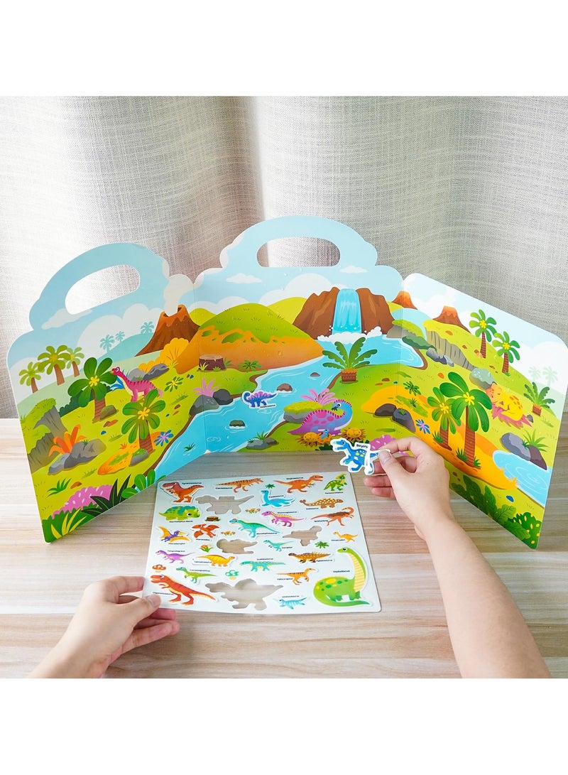 كتاب ملصقات ديناصور قابل لإعادة الاستخدام من للأطفال، كتاب أنشطة محمول للأطفال من سن 3-5، ملصقات بارزة للأطفال الصغار، كتاب مشغول للسفر، لعبة ملصقات هلامية مقاومة للماء، هدية للأولاد والبنات - Image 4