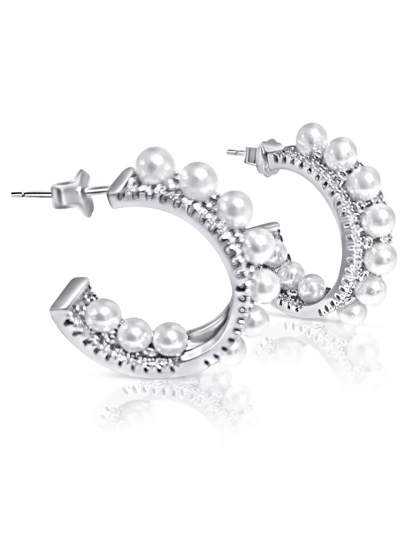 Hzmer Jewellery Nostalgia Pearl Shimmer Hoop Earrings