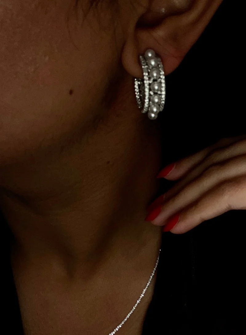 Hzmer Jewellery Nostalgia Pearl Shimmer Hoop Earrings