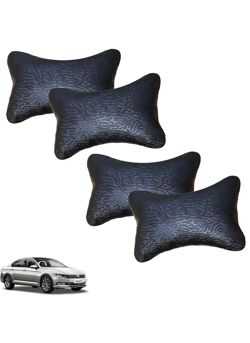 Adroitz Adroitz Kandid Classy and Soft Car Neck Rest Pillow Abstract Print in BlackSet of 4 for Passat_PR183  - Image 1