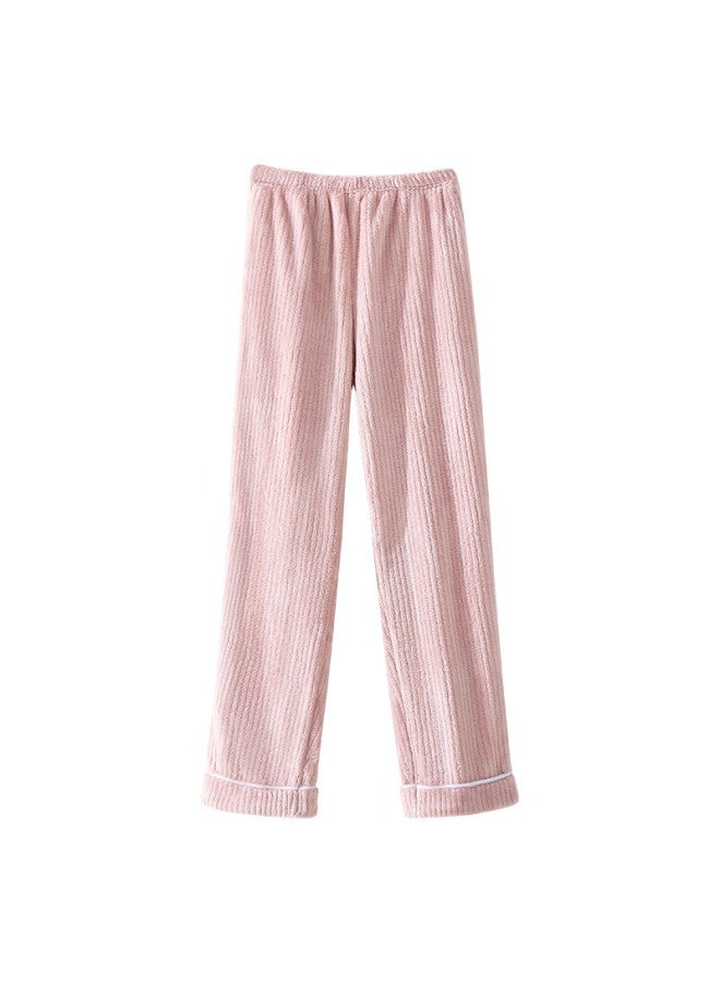 Yalu Women's Fleece-lined Thickened Flannel Sleep Pants, Plus Size Warm Coral Fleece Lounge Pants, Suitable For Outdoor Wear