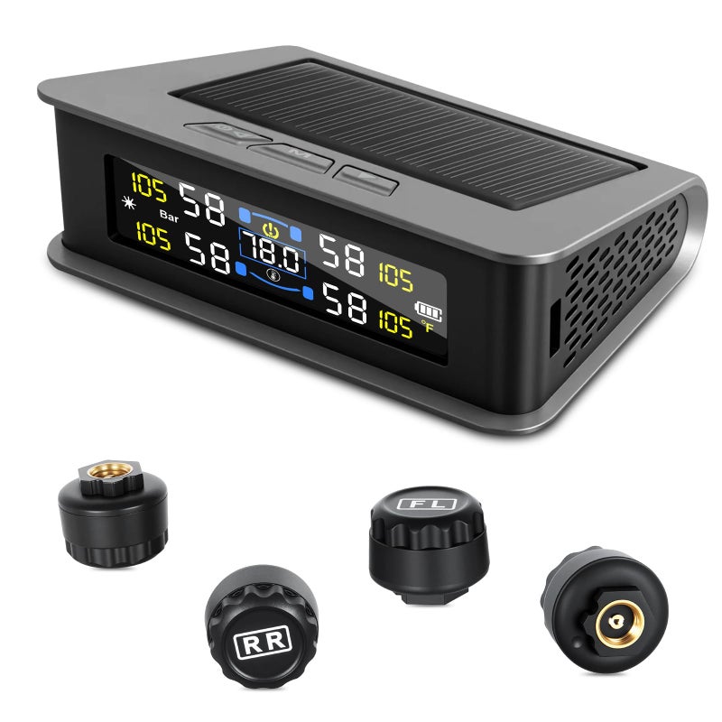 IVBDQV Tire Pressure Monitoring System RV Tire Monitoring System with Solar Charge Tire Pressure Monitor RealTime Display 2025 Updated tire pressure monitor system Interior Temperature Display for Rv Suv - Image 2