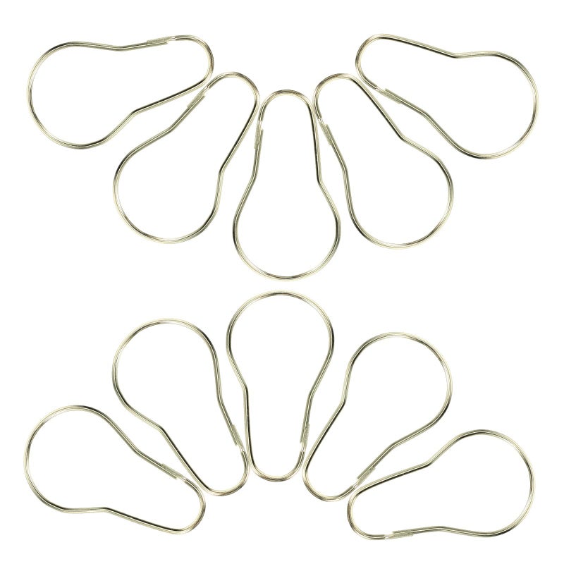 Gold Shower Curtain Hooks 20 Pack Stainless Steel Gourd Shaped Rings For Bathroom Window Rod - Image 2