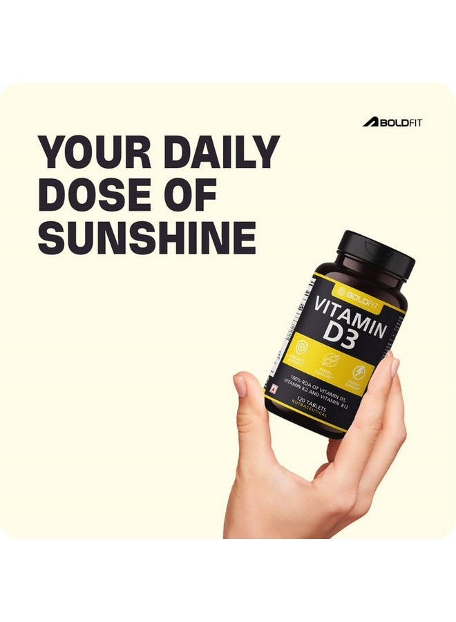 BOLDFIT Boldfit Vitamin D supplement with D3 K2 supplement and B12 with Daily Nutrient Blend for Energy, Bones, Immunity and General Wellness -240 Vegetarian Vitamin D3 Tablets  - Image 2