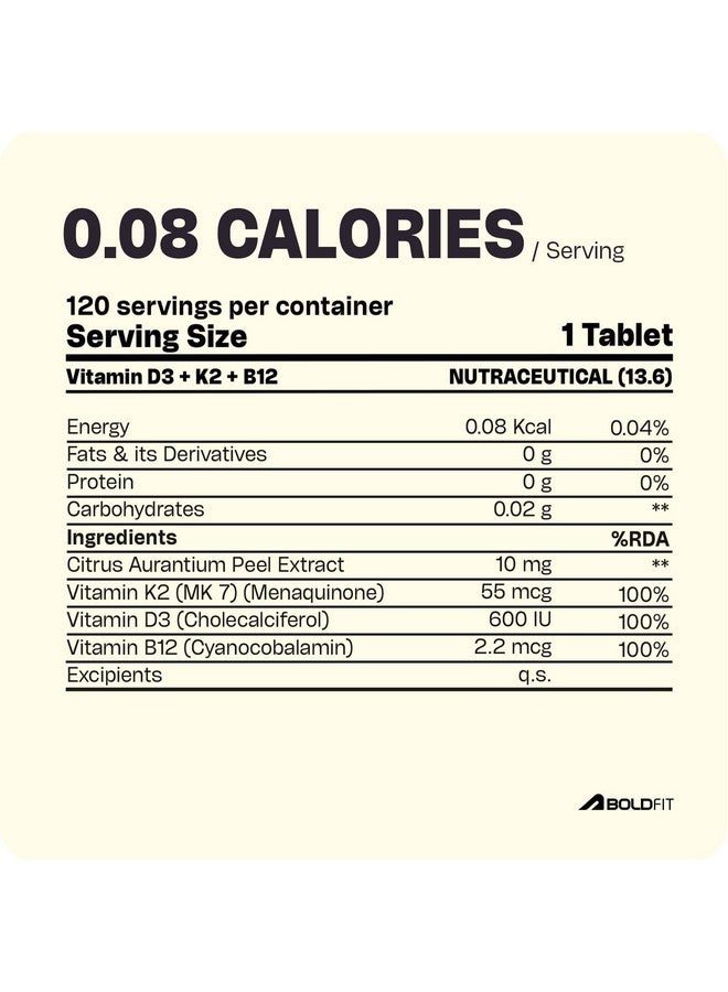 BOLDFIT Boldfit Vitamin D supplement with D3 K2 supplement and B12 with Daily Nutrient Blend for Energy, Bones, Immunity and General Wellness -240 Vegetarian Vitamin D3 Tablets  - Image 4