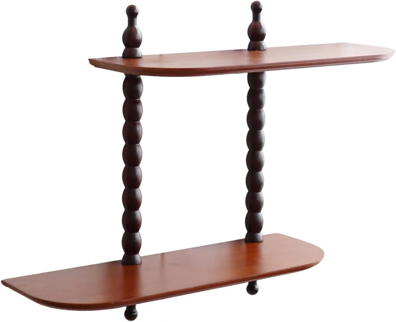 FRIADE 2-Tier Wall Mounted Floating Shelf with Two Roman Column,Decorative Display Shelf for Entrance,Bathroom, Bedroom, Living Room, Kitchen,Office (Brown) - Image 5