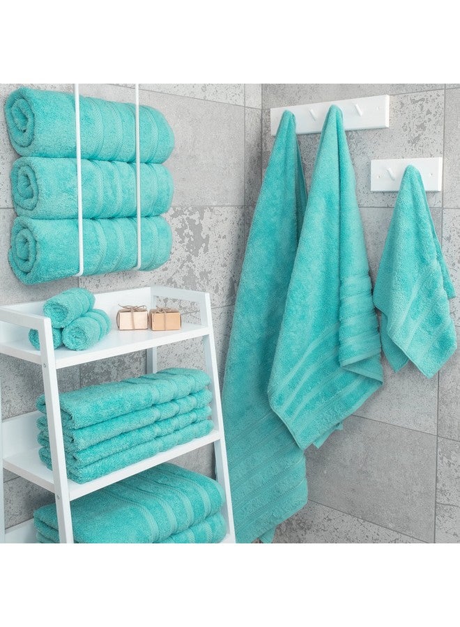 American Soft Linen American Soft Linen Luxury Hotel & Spa Quality, Turkish Cotton, 27x54 Inches 4-Piece Bath Towel Set for Maximum Softness & Absorbency, Dry Quickly - Turquoise Blue  - Image 2