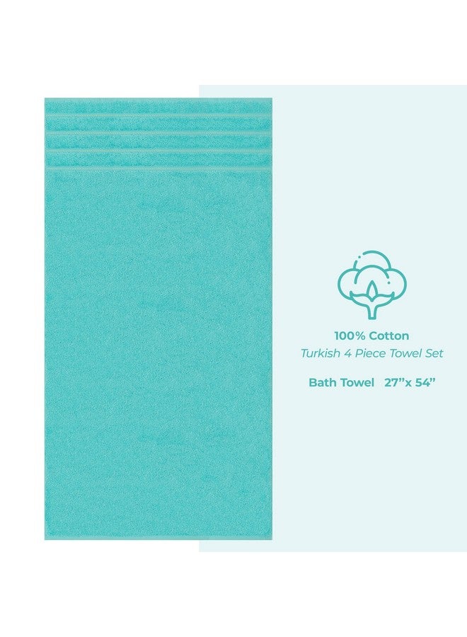American Soft Linen American Soft Linen Luxury Hotel & Spa Quality, Turkish Cotton, 27x54 Inches 4-Piece Bath Towel Set for Maximum Softness & Absorbency, Dry Quickly - Turquoise Blue  - Image 4