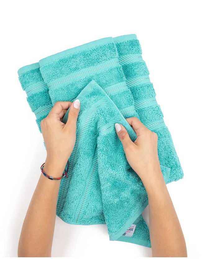 American Soft Linen American Soft Linen Luxury Hotel & Spa Quality, Turkish Cotton, 27x54 Inches 4-Piece Bath Towel Set for Maximum Softness & Absorbency, Dry Quickly - Turquoise Blue  - Image 5