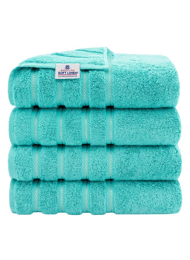 American Soft Linen American Soft Linen Luxury Hotel & Spa Quality, Turkish Cotton, 27x54 Inches 4-Piece Bath Towel Set for Maximum Softness & Absorbency, Dry Quickly - Turquoise Blue  - Image 1