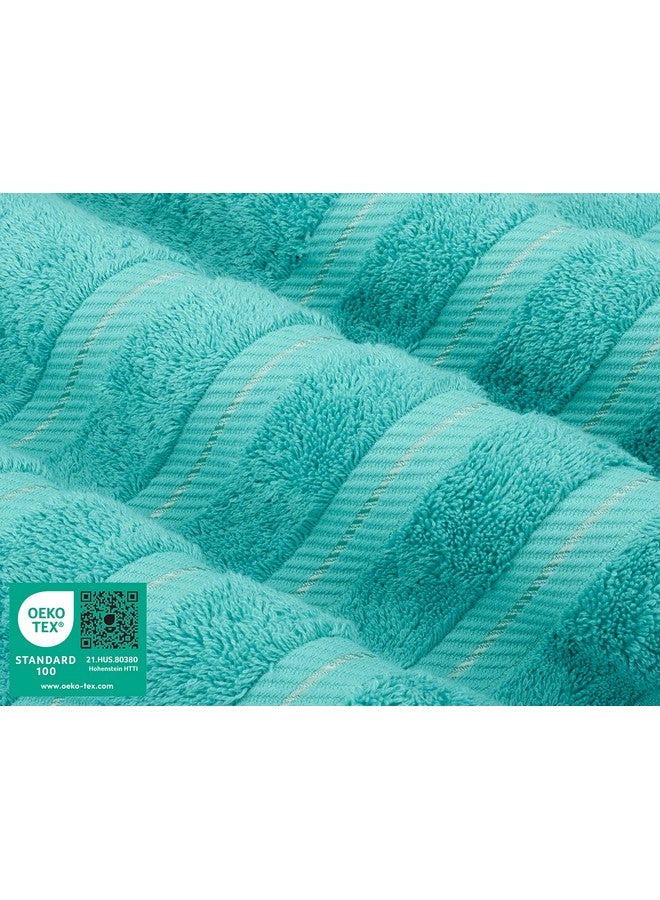 American Soft Linen American Soft Linen Luxury Hotel & Spa Quality, Turkish Cotton, 27x54 Inches 4-Piece Bath Towel Set for Maximum Softness & Absorbency, Dry Quickly - Turquoise Blue  - Image 3