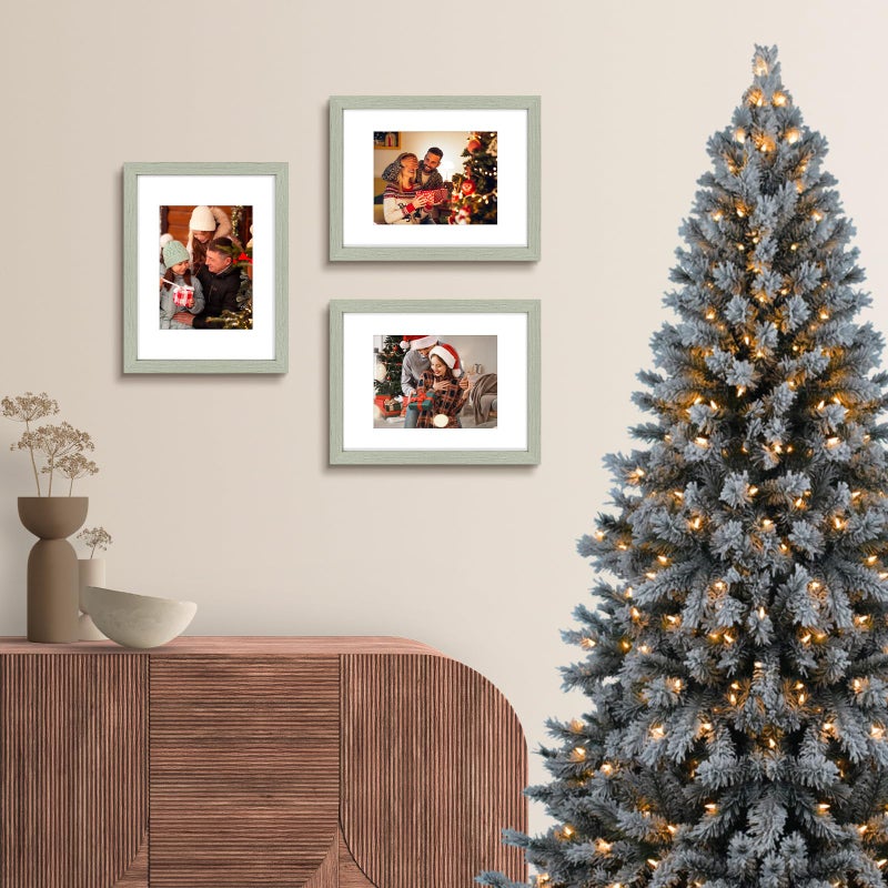 AUEAR 9x12 Picture Frames Set of 6  with Mat for 6x8 or 9x12 Without Mat  Composite Wood Gallery Photo Frames with Plexiglass  Wall Mounting (Light Grey) - Image 4