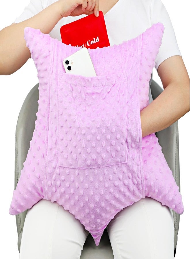 BNRendles Star Shape Hysterectomy Pillow for Abdominal Surgery with 2 Pockets, Hysterectomy Pillows Must Have Recovery Gift Post Surgical Stomach Tummy Tuck Belly Cushion, Minky Dot Lavender - Image 1