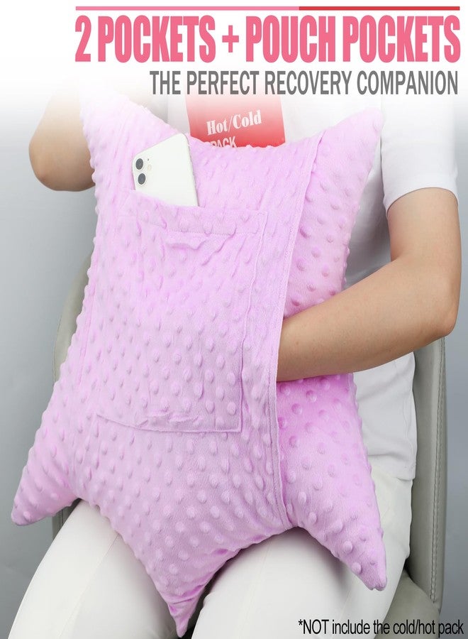 BNRendles Star Shape Hysterectomy Pillow for Abdominal Surgery with 2 Pockets, Hysterectomy Pillows Must Have Recovery Gift Post Surgical Stomach Tummy Tuck Belly Cushion, Minky Dot Lavender - Image 2