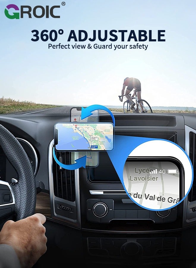 GROIC 2 Pack Magnetic phone holder for car, Super Strong Magnet cell phone carmount for iPhone Magnetic 360° Rotation Universal Dashboard adhesive Car Magnetic Phone Mount  - Image 2