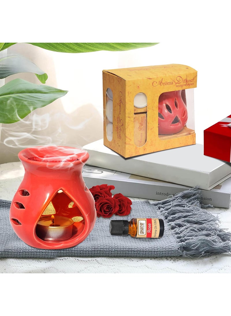 Pure Source India Pure Source India Aroma Set with 10 ML Aroma Oil and 4 Tea Light Candles Rose Fragnance Red  - Image 2