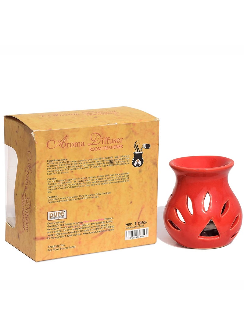 Pure Source India Pure Source India Aroma Set with 10 ML Aroma Oil and 4 Tea Light Candles Rose Fragnance Red  - Image 5