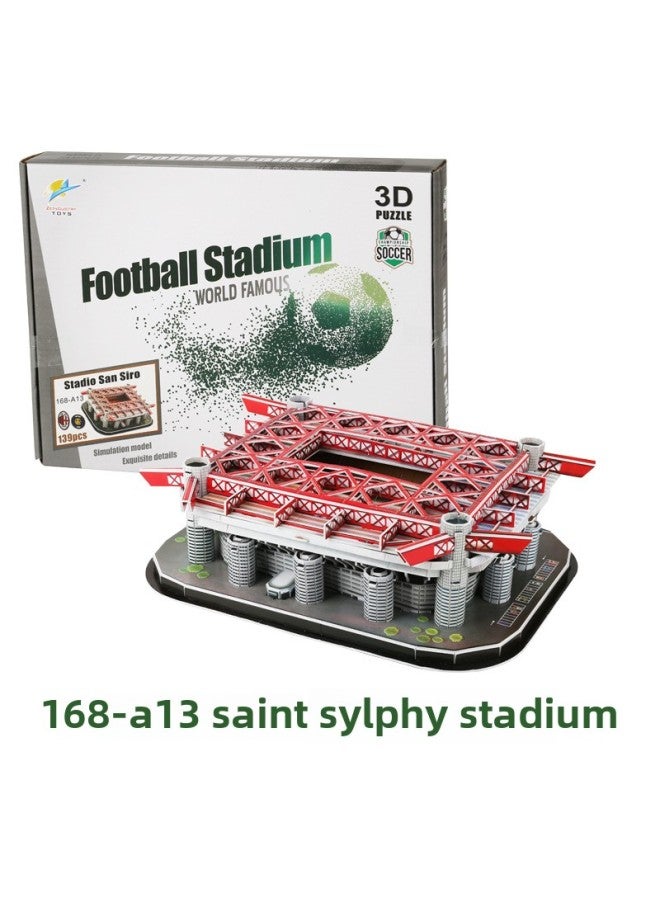 3D Jigsaw Puzzle World Cup Football Stadium Construction Stadium Model Children's DIY Puzzle Toy-Color:AC Milan-San Siro Stadium - Image 1