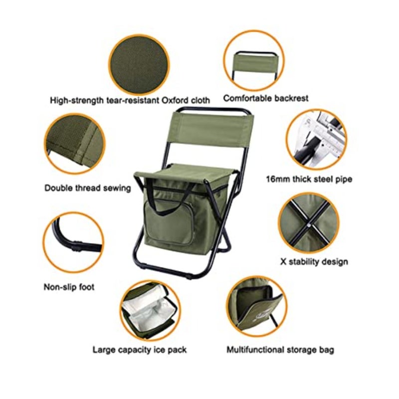 Portable Folding Stool Outdoor Camping Fishing Chair Leisure Multi-Functional Storage 10 L Large Capacity Insulated Bag For Fishing, Camping, Barbecue, Travel - Image 4