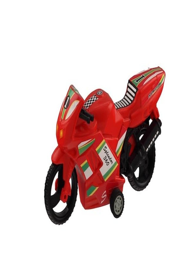 Toy Vibes لعبة دراجة نارية بلاستيكية من توي فايبز، لعبة دراجة بلاستيكية أنيقة وجذابة للأطفال الصغار (أحمر) (عبوة من 3 قطع) - Image 2