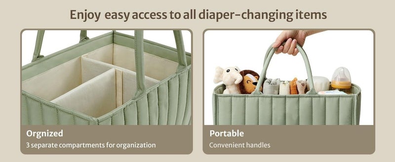 Winnies Diaper Caddy Bag for Smart Mothers Baby Diaper Caddy Organizers Baby Wipes Felt Storage, Nursery, Foldable and Portable (Grey & Pink) - Image 5