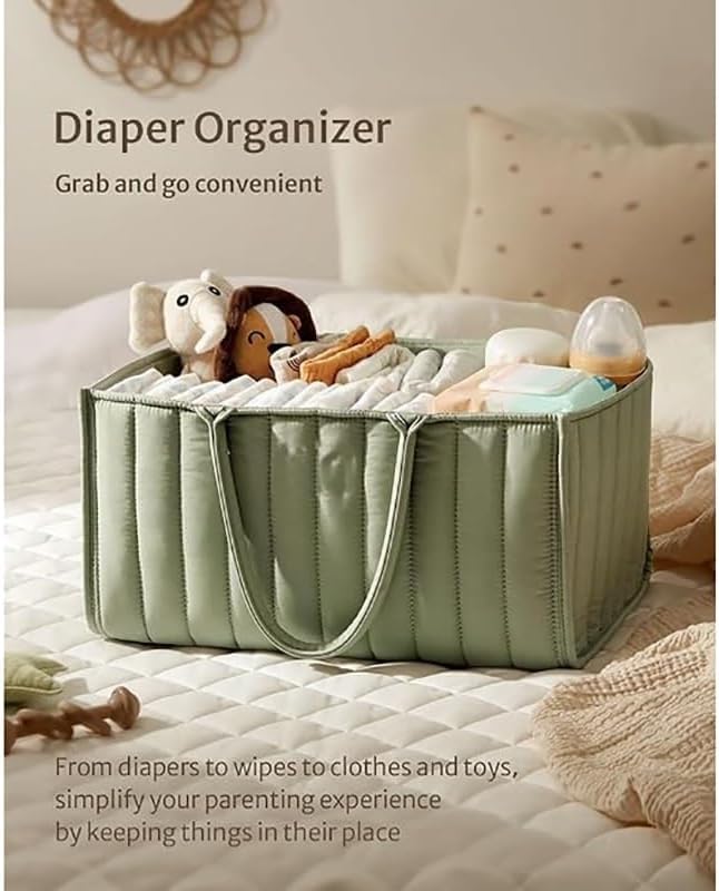 Winnies Diaper Caddy Bag for Smart Mothers Baby Diaper Caddy Organizers Baby Wipes Felt Storage, Nursery, Foldable and Portable (Grey & Pink) - Image 4