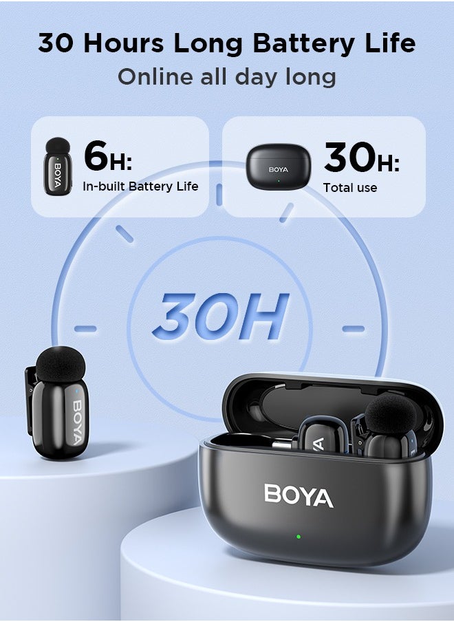 BOYA - BOYA mini-14 Wireless Lavalier Microphone Noise Cancellation Microphone For iPhone 15/16 Android Smartphones Ultra mini microphone with AI Voice Change, Metal Clip on Mic for Vlogging TikTok YouTube Content Creators Live Streaming Interview Recording - Image 1