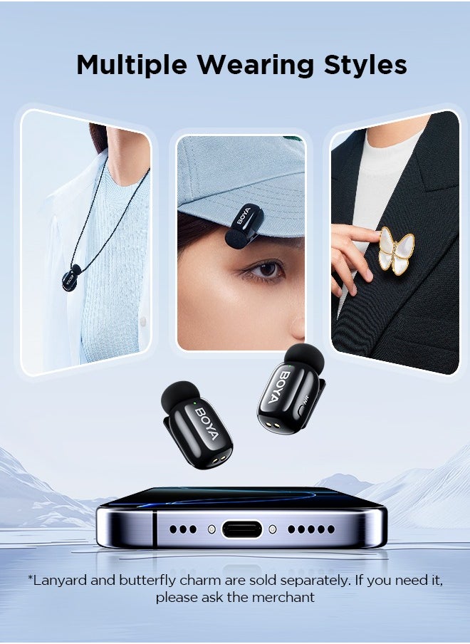 BOYA - BOYA mini-14 Wireless Lavalier Microphone Noise Cancellation Microphone For iPhone 15/16 Android Smartphones Ultra mini microphone with AI Voice Change, Metal Clip on Mic for Vlogging TikTok YouTube Content Creators Live Streaming Interview Recording - Image 1