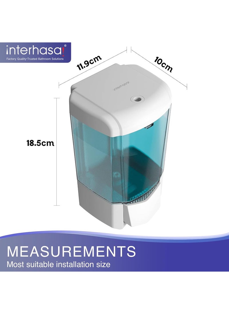 interhasa! - interhasa! Handwash Soap Dispenser for Bathroom Kitchen Home Manual Press, 600ml Liquid Gel Shower Shampoo Sanitizer, Soap Dispensers Hand Wash, Wall Mount ABS Plastic White - Image 1