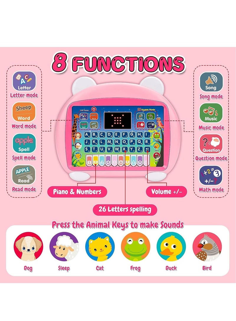Kids Laptop Computer Toy, Early Educational Learning Laptop for Children, English Learner Study Tool, Fun  Interactive Machine for Learning Letters, Words, Games, Math, Music, Logic, Memory (Pink) - Image 2
