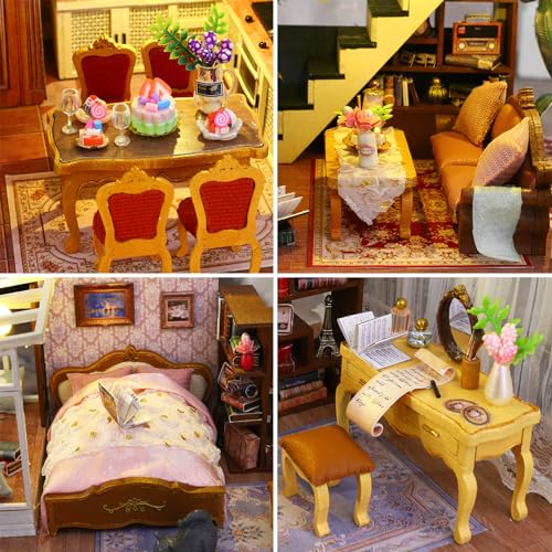 Spilay Dollhouse DIY Miniature Wooden Furniture Kit,Mini Handmade Big Castle Model,1:24 Scale Creative Doll House Toys for Adult Gift - Image 5