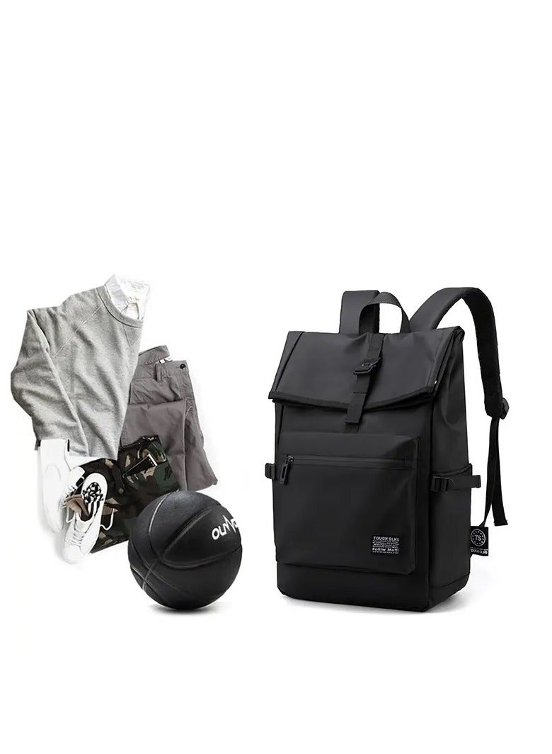 Multi-use backpack - for school, laptop and work - made of black faux leather - Image 4