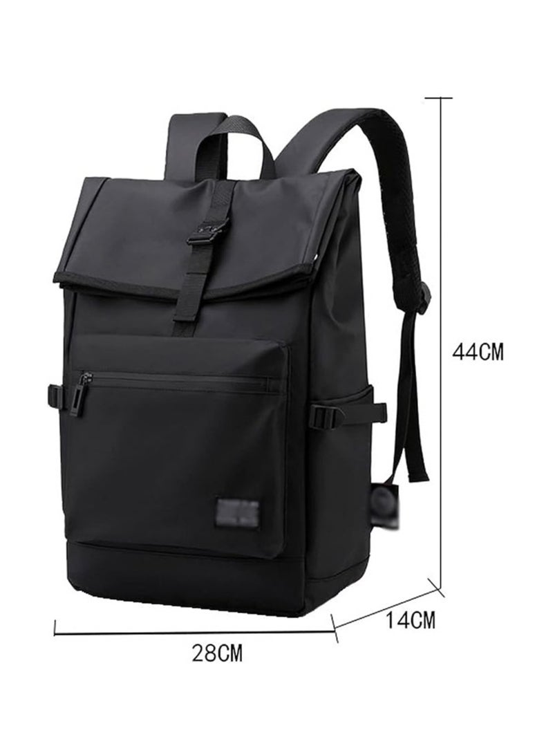 Multi-use backpack - for school, laptop and work - made of black faux leather - Image 5