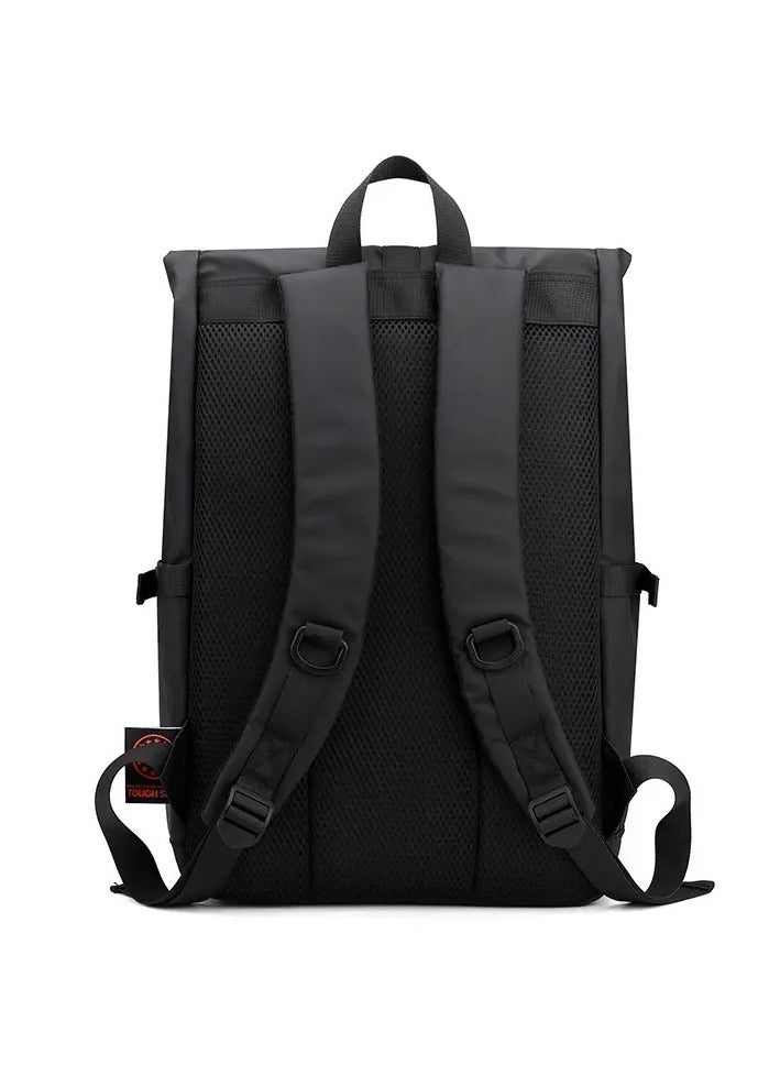 Multi-use backpack - for school, laptop and work - made of black faux leather - Image 2