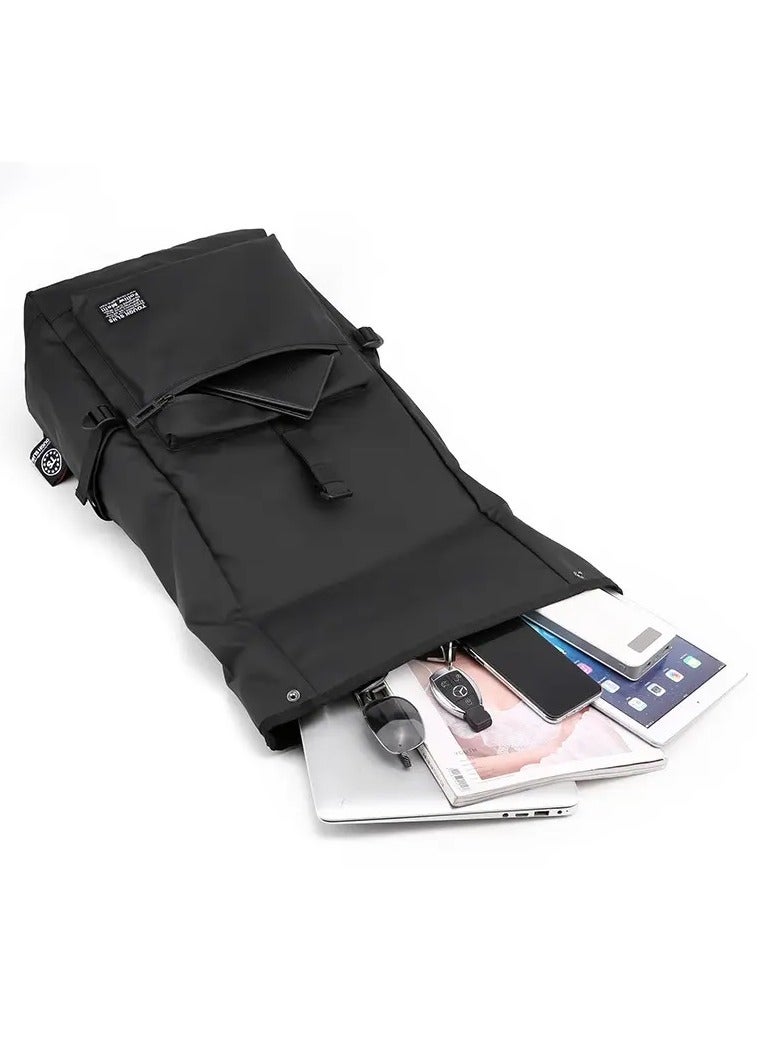 Multi-use backpack - for school, laptop and work - made of black faux leather - Image 3