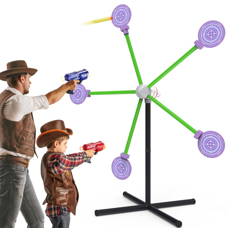 fygurso 2Player Shooting Game Toy Foam Dart Toy Gun with Auto Reset Rotating Shooting Target Ideal Gift for Kids Ages 678910 Pink - Image 3