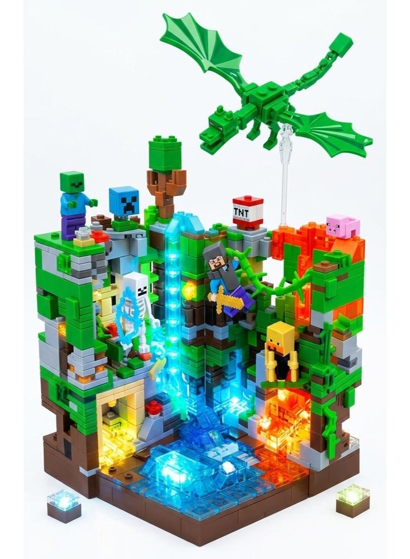 Renzaima Minecraft Jungle Adventure Building Blocks Set with LED Light Effects (866 Pieces) - Model No. 679 - Image 4