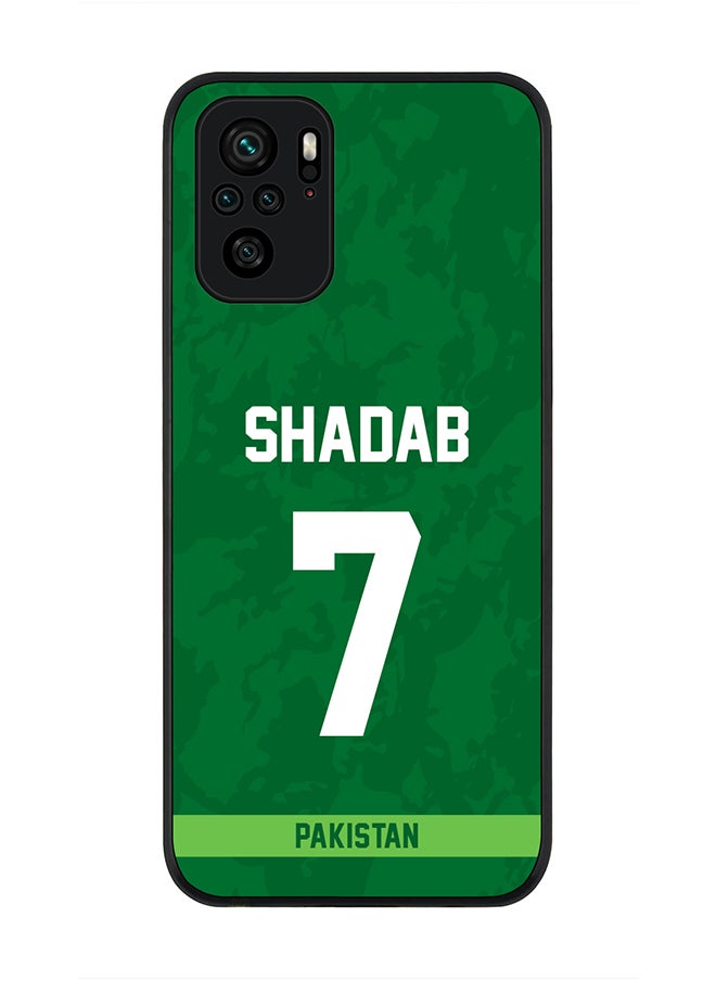 Stylizedd - Rugged Black Edge Case for Redmi Note 10S / Redmi Note 10 4G, Slim fit Soft Case Flexible thin Cover - Player Name - Shadab Khan, Jersey Number- 7 - Image 1
