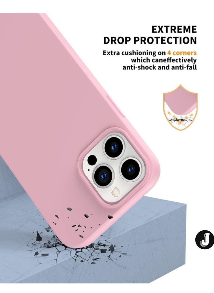 JAJEEK "New Soft Liquid Silicone Gel Case for iPhone 16 Pro Max – Full Body Shockproof Protection, Matte Finish & Soft Microfiber Lining (Baby Pink)" - Image 4