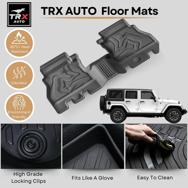 TRX AUTO 3D Car Floor Mats For Jeep Wrangler JL 2018 To 2024 Set Of 4 With Trunk Mat | All Weather Protection | Car Floor Mats | Accessories For Jeep Wrangler | With Trunk Subwoofer | - Image 2