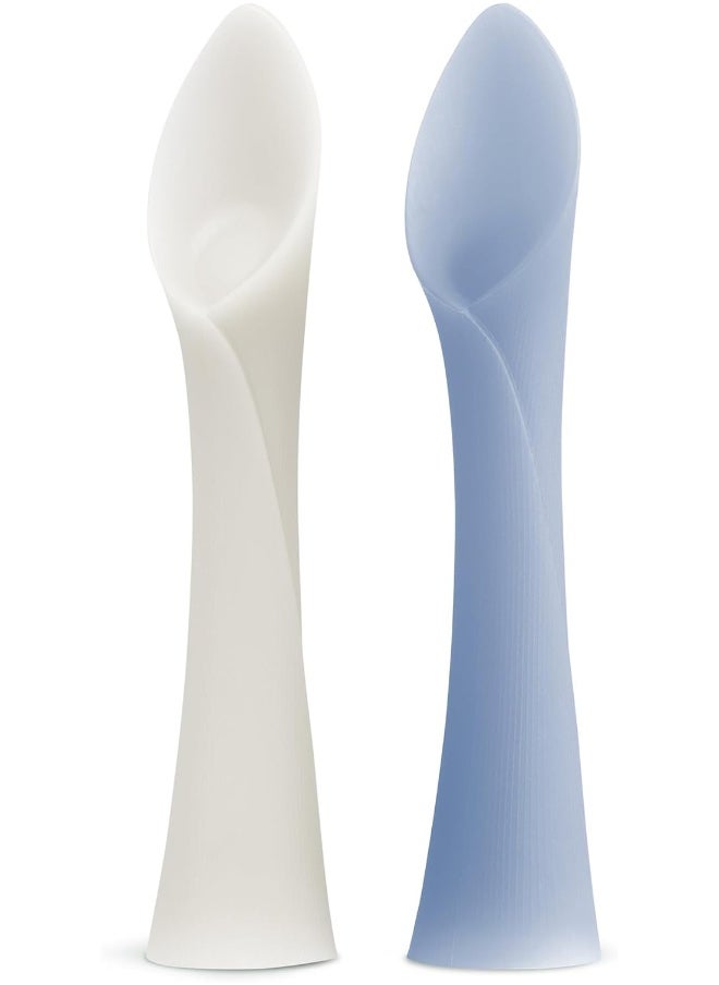 Olababy Olababy 100% Silicone Soft-Tip Training Spoon for Baby Led Weaning 2pack (Pearl/Blueberry)  - Image 1